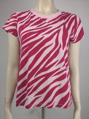 Rag & Bone pink ivory zebra print crew neck short sleeve t-shirt ladies Medium